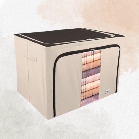 Beżowy organizer Kamai Gio Style z utwardzonymi ściankami, bocznymi uchwytami i okienkiem, pojemność 100L Beżowy organizer Kamai Gio Style z utwardzonymi ściankami, bocznymi uchwytami i okienkiem, pojemność 100L