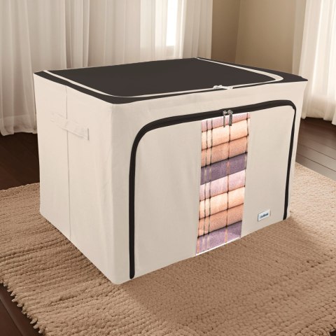 Beżowy organizer Kamai Gio Style z utwardzonymi ściankami, bocznymi uchwytami i okienkiem, pojemność 100L Beżowy organizer Kamai Gio Style z utwardzonymi ściankami, bocznymi uchwytami i okienkiem, pojemność 100L