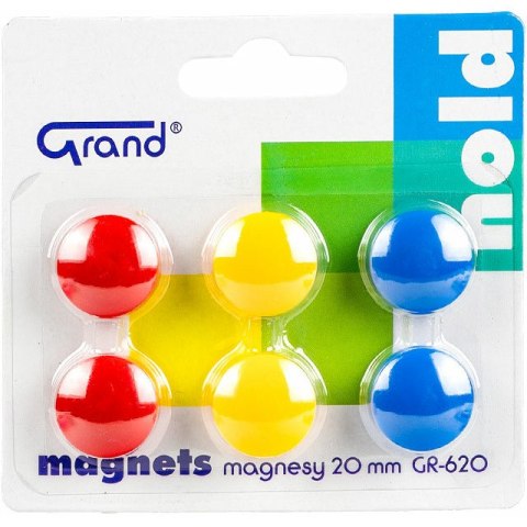 Magnesy do tablic Grand śr.20mm 3 kolory (3x2) Magnesy do tablic Grand śr.20mm 3 kolory (3x2)