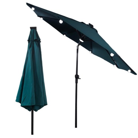 PARASOL OGRODOWY Z OŚWIETLENIEM ŻARÓWKI LED 270CM TURKUSOWY PARASOL OGRODOWY Z OŚWIETLENIEM ŻARÓWKI LED 270CM TURKUSOWY