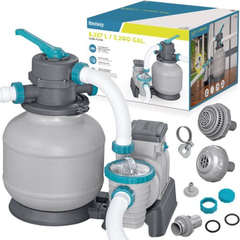 Bestway Pompa piaskowa do basenu wydajność 8327 l/h 58499 Bestway Pompa piaskowa do basenu wydajność 8327 l/h 58499