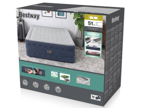 Bestway 2-osobowy Materac Queen Tritech Truleisure Air 203x152x51cm 6716P Bestway 2-osobowy Materac Queen Tritech Truleisure Air 203x152x51cm 6716P