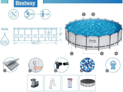 Bestway Basen STELAŻOWY 549x122cm 11w1 56462 Bestway Basen STELAŻOWY 549x122cm 11w1 56462
