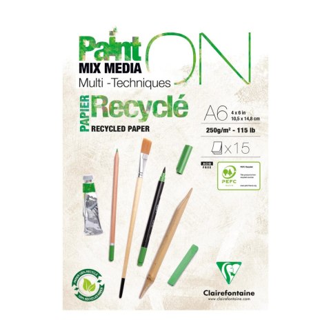 Blok papieru z recyklingu A6 250g 15 ark Blok papieru z recyklingu A6 250g 15 ark