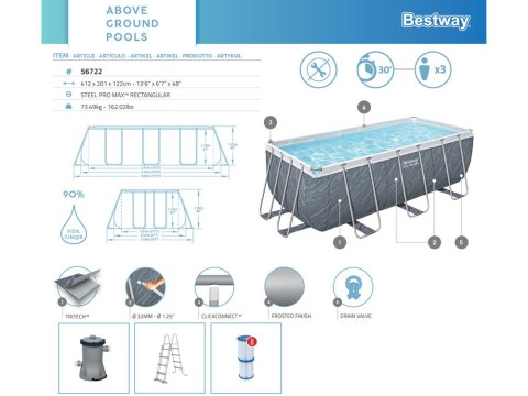 Bestway Basen stelaż 412x201x122 rattan 10w1 56722 Bestway Basen stelaż 412x201x122 rattan 10w1 56722