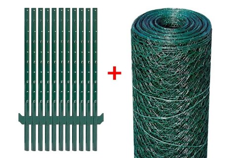Zestaw SX 25m - siatka 25x25mm/0,50m + 11 x słupek typ U - ZIELONY Zestaw SX 25m - siatka 25x25mm/0,50m + 11 x słupek typ U - ZIELONY