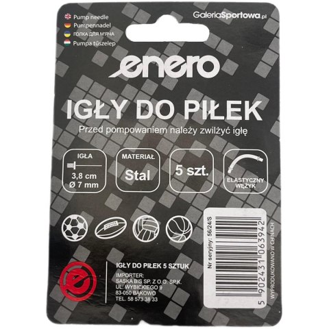 ZESTAW IGIEŁ 5SZT Z WĘŻYKIEM DO POMPKI PIŁKI ENERO ZESTAW IGIEŁ 5SZT Z WĘŻYKIEM DO POMPKI PIŁKI ENERO