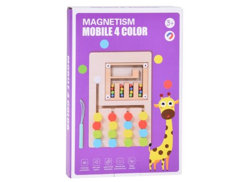 Drewniana układanka z 4 kolorowymi kulkami i magnetycznym rysikiem ZA5579 Drewniana układanka z 4 kolorowymi kulkami i magnetycznym rysikiem ZA5579