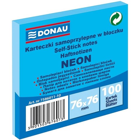 Karteczki Donau 76x76mm neon niebieskie (100) Karteczki Donau 76x76mm neon niebieskie (100)