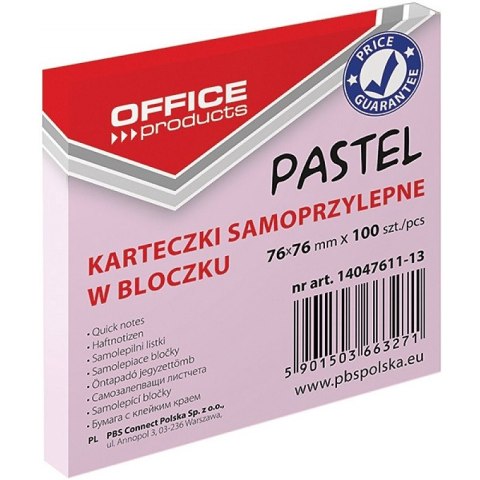 Karteczki Donau 76x76mm pastel różowe (100) Karteczki Donau 76x76mm pastel różowe (100)