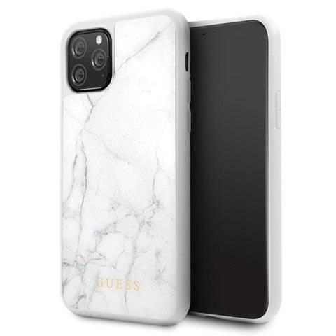 Guess Marble Tempered Glass Hardcase - Etui iPhone 11 Pro (biały) Guess Marble Tempered Glass Hardcase - Etui iPhone 11 Pro (biały)