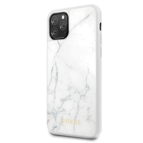 Guess Marble Tempered Glass Hardcase - Etui iPhone 11 Pro (biały) Guess Marble Tempered Glass Hardcase - Etui iPhone 11 Pro (biały)