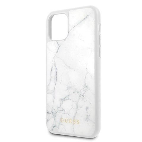 Guess Marble Tempered Glass Hardcase - Etui iPhone 11 Pro (biały) Guess Marble Tempered Glass Hardcase - Etui iPhone 11 Pro (biały)
