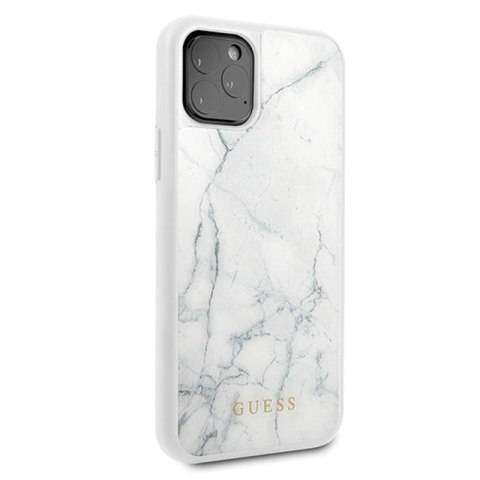 Guess Marble Tempered Glass Hardcase - Etui iPhone 11 Pro (biały) Guess Marble Tempered Glass Hardcase - Etui iPhone 11 Pro (biały)