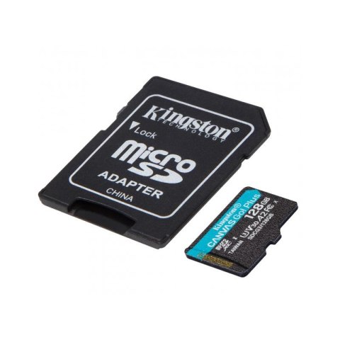 Kingston Canvas Go Plus microSDXC - Karta pamięci 128 GB A2 Class 10 UHS-I U3 V30 170/90 MB/s z adapterem Kingston Canvas Go Plus microSDXC - Karta pamięci 128 GB A2 Class 10 UHS-I U3 V30 170/90 MB/s z adapterem