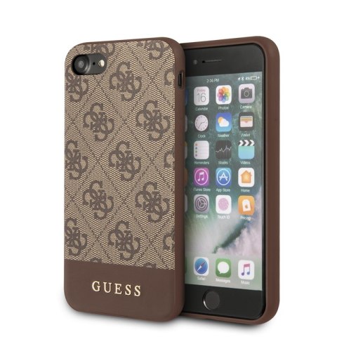 Guess 4G Bottom Stripe Collection - Etui iPhone SE 2020 / 8 / 7 (brązowy) Guess 4G Bottom Stripe Collection - Etui iPhone SE 2020 / 8 / 7 (brązowy)