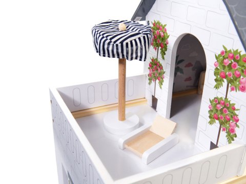 Domek dla lalek MDF drewniany z akcesoriami LED 78cm czarny Domek dla lalek MDF drewniany z akcesoriami LED 78cm czarny