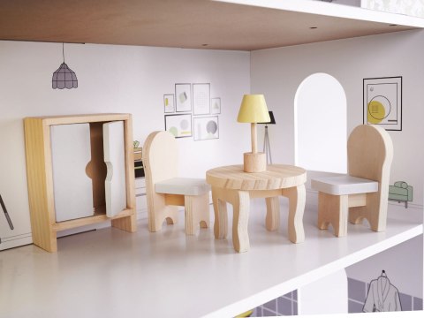 Domek dla lalek MDF z akcesoriami 70cm LED szary Domek dla lalek MDF z akcesoriami 70cm LED szary