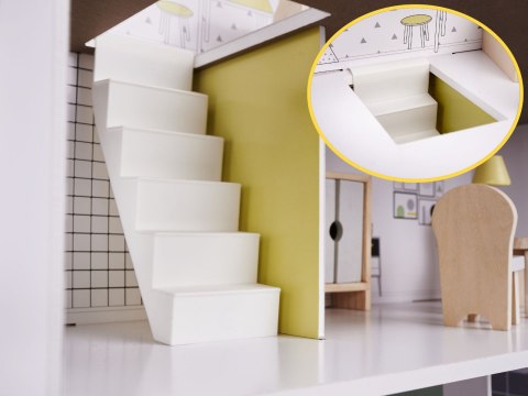 Domek dla lalek MDF z akcesoriami 70cm LED szary Domek dla lalek MDF z akcesoriami 70cm LED szary