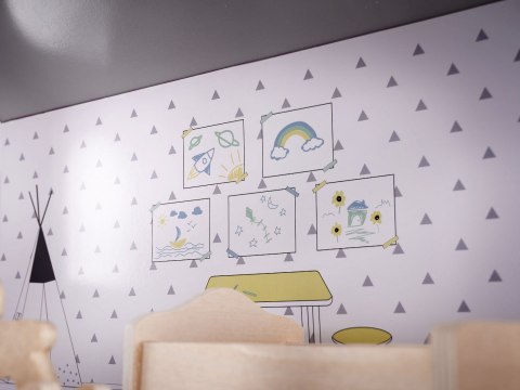 Domek dla lalek MDF z akcesoriami 70cm LED szary Domek dla lalek MDF z akcesoriami 70cm LED szary
