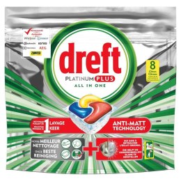 Dreft Platinum Plus Lemon All in One Kapsułki do Zmywarki 8 szt.