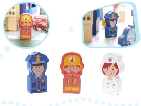 Klocki drewniane edukacyjne miasto 100el. + puzzle Klocki drewniane edukacyjne miasto 100el. + puzzle