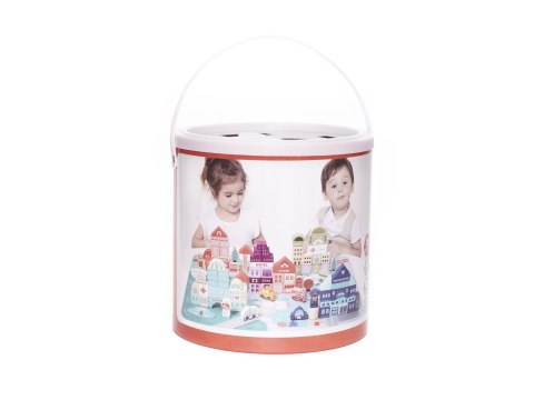 Klocki drewniane edukacyjne miasto 100el. + puzzle Klocki drewniane edukacyjne miasto 100el. + puzzle