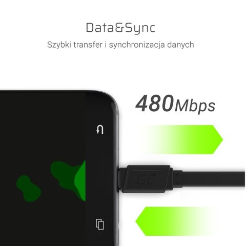 Green Cell GCmatte - Kabel Przewód USB-C 25 cm z obsługą szybkiego ładowania Green Cell GCmatte - Kabel Przewód USB-C 25 cm z obsługą szybkiego ładowania
