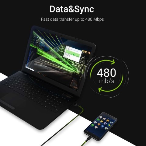 Green Cell Ray - Kabel Przewód USB - microUSB 120cm z żółtym podświetleniem LED, szybkie ładowanie Ultra Charge, QC3.0 Green Cell Ray - Kabel Przewód USB - microUSB 120cm z żółtym podświetleniem LED, szybkie ładowanie Ultra Charge, QC3.0