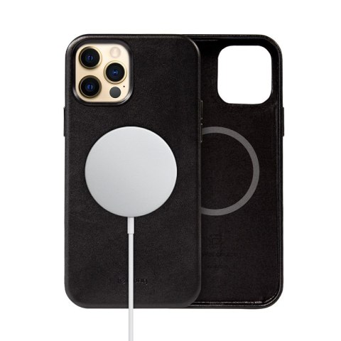 Crong Essential Cover Magnetic - Etui ze skóry iPhone 12 Pro Max MagSafe (czarny) Crong Essential Cover Magnetic - Etui ze skóry iPhone 12 Pro Max MagSafe (czarny)