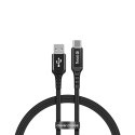 Crong Armor Link - Kabel 60W z USB-C na USB-A w oplocie 150cm (czarny)