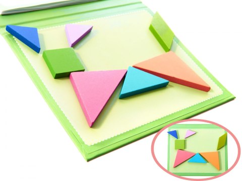 Książeczka magnetyczna układanka klocki 3D tangram Książeczka magnetyczna układanka klocki 3D tangram
