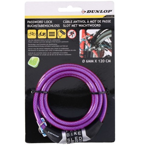 Dunlop - Zapięcie do roweru z szyfrem (Fioletowy) Dunlop - Zapięcie do roweru z szyfrem (Fioletowy)