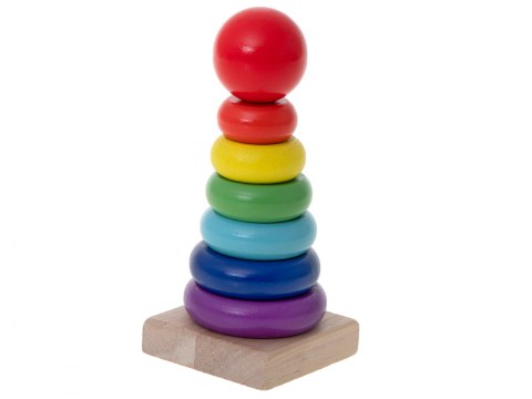 Piramida piramidka drewniana wieża sorter tęczowa 13cm Piramida piramidka drewniana wieża sorter tęczowa 13cm