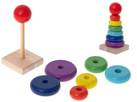 Piramida piramidka drewniana wieża sorter tęczowa 13cm Piramida piramidka drewniana wieża sorter tęczowa 13cm