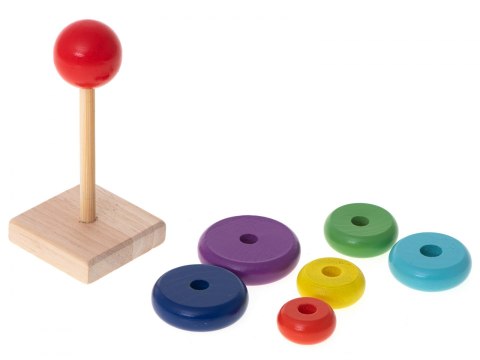 Piramida piramidka drewniana wieża sorter tęczowa 13cm Piramida piramidka drewniana wieża sorter tęczowa 13cm