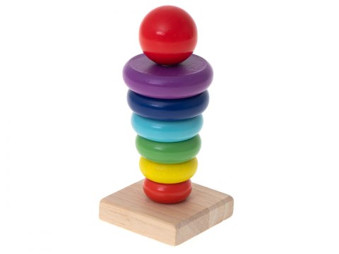 Piramida piramidka drewniana wieża sorter tęczowa 13cm Piramida piramidka drewniana wieża sorter tęczowa 13cm