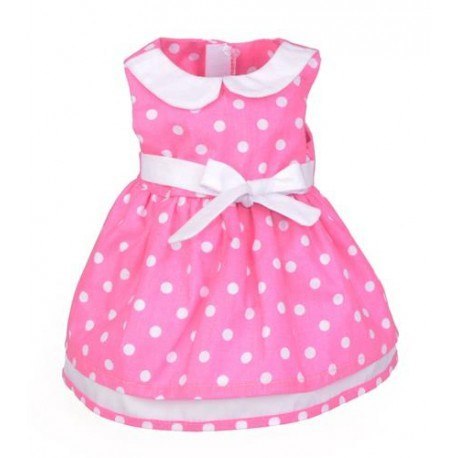 Sukienka dla lalki 35-45cm elizabeth - różowa w kropki Sukienka dla lalki 35-45cm elizabeth - różowa w kropki