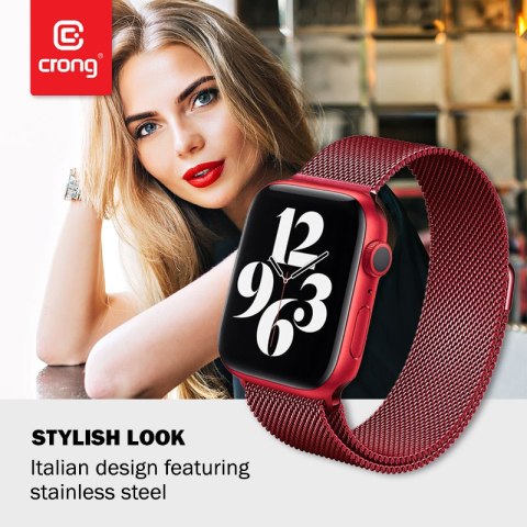 Crong Milano Steel - Pasek ze stali nierdzewnej do Apple Watch 38/40 mm (czerwony) Crong Milano Steel - Pasek ze stali nierdzewnej do Apple Watch 38/40 mm (czerwony)