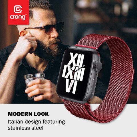 Crong Milano Steel - Pasek ze stali nierdzewnej do Apple Watch 38/40 mm (czerwony) Crong Milano Steel - Pasek ze stali nierdzewnej do Apple Watch 38/40 mm (czerwony)