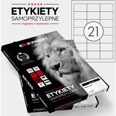 ETYKIETY 63 X 38.0 MM. 21 SZT/A4 EMERSON UNIWERSALNE