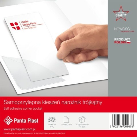 KIESZENIE SAMOPRZYLEPNE PVC NAROŻNA 120 X 120 MM PANTA PLAST 48 SZT.