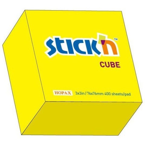 KARTECZKI SAMOPRZYLEPNE STICK&#039;N 76 X 76 MM 400 KARTECZEK ŻÓŁTY NEON