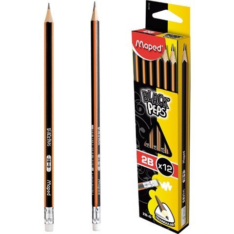 OŁÓWEK DREWNIANY MAPED BLACK'PEPS 2B Z GUMKĄ OŁÓWEK DREWNIANY MAPED BLACK'PEPS 2B Z GUMKĄ