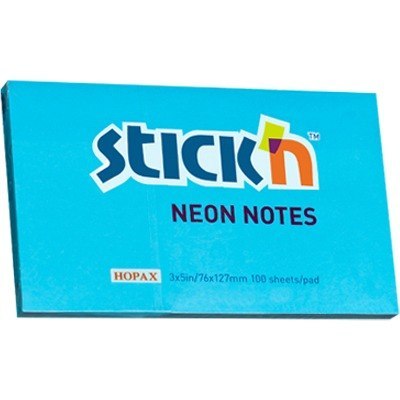 KARTECZKI STICK&#039;N 76 X 127 MM NEONOWE KOLORY (100), NIEBIESKI