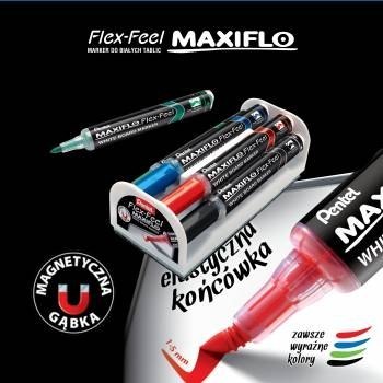 MARKERY DO TABLIC PENTEL MAXIFLO 4 KOLORY+GĄBKA