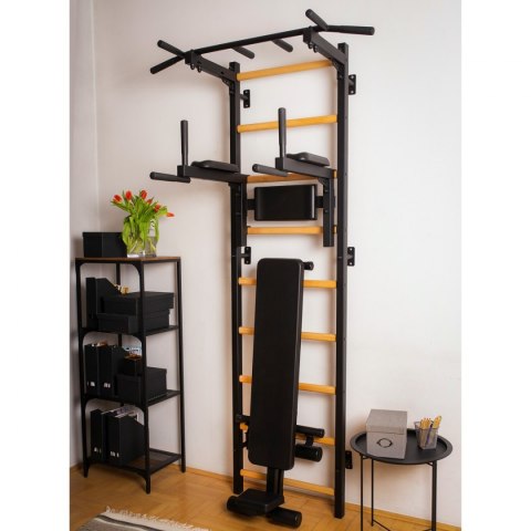 Drabinka gimnastyczna z drążkiem poręczą do ćwiczeń i ławeczką BenchK 313B Drabinka gimnastyczna z drążkiem poręczą do ćwiczeń i ławeczką BenchK 313B