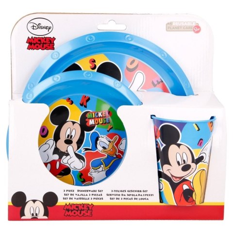 Mickey Mouse - Zestaw naczyń (talerzyk, miska, kubek 260 ml) (niebieski) Mickey Mouse - Zestaw naczyń (talerzyk, miska, kubek 260 ml) (niebieski)