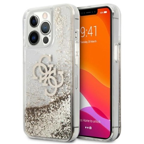 Guess Liquid Glitter 4G Big Logo - Etui iPhone 13 Pro Max (złoty) Guess Liquid Glitter 4G Big Logo - Etui iPhone 13 Pro Max (złoty)