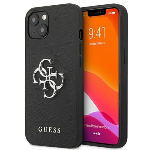 Guess Saffiano 4G Big Silver Logo - Etui iPhone 13 Mini (czarny) Guess Saffiano 4G Big Silver Logo - Etui iPhone 13 Mini (czarny)